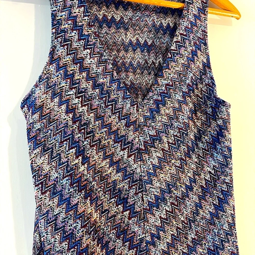 Anthropologie Maeve Westwater Chevron Knit Flowy Dress Sleeveless Blue Purple - Picture 5 of 10
